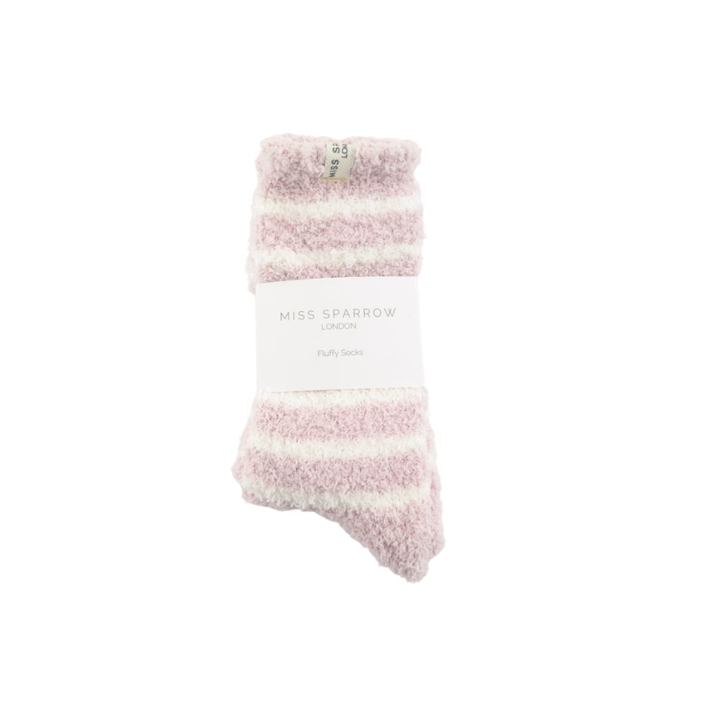 Miss Sparrow Pink Stripe Fluffy Socks
