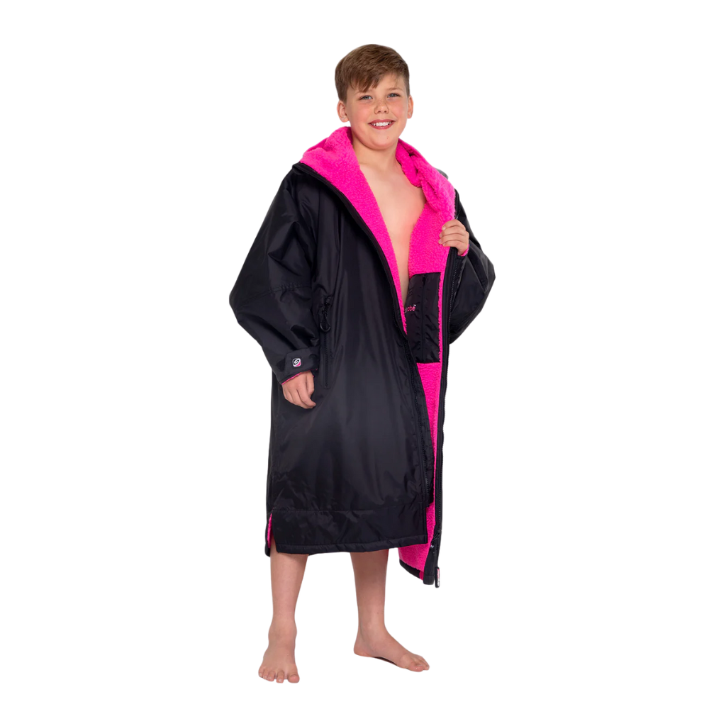 dryrobe Long Sleeve Black & Pink Changing Robe (Kids)