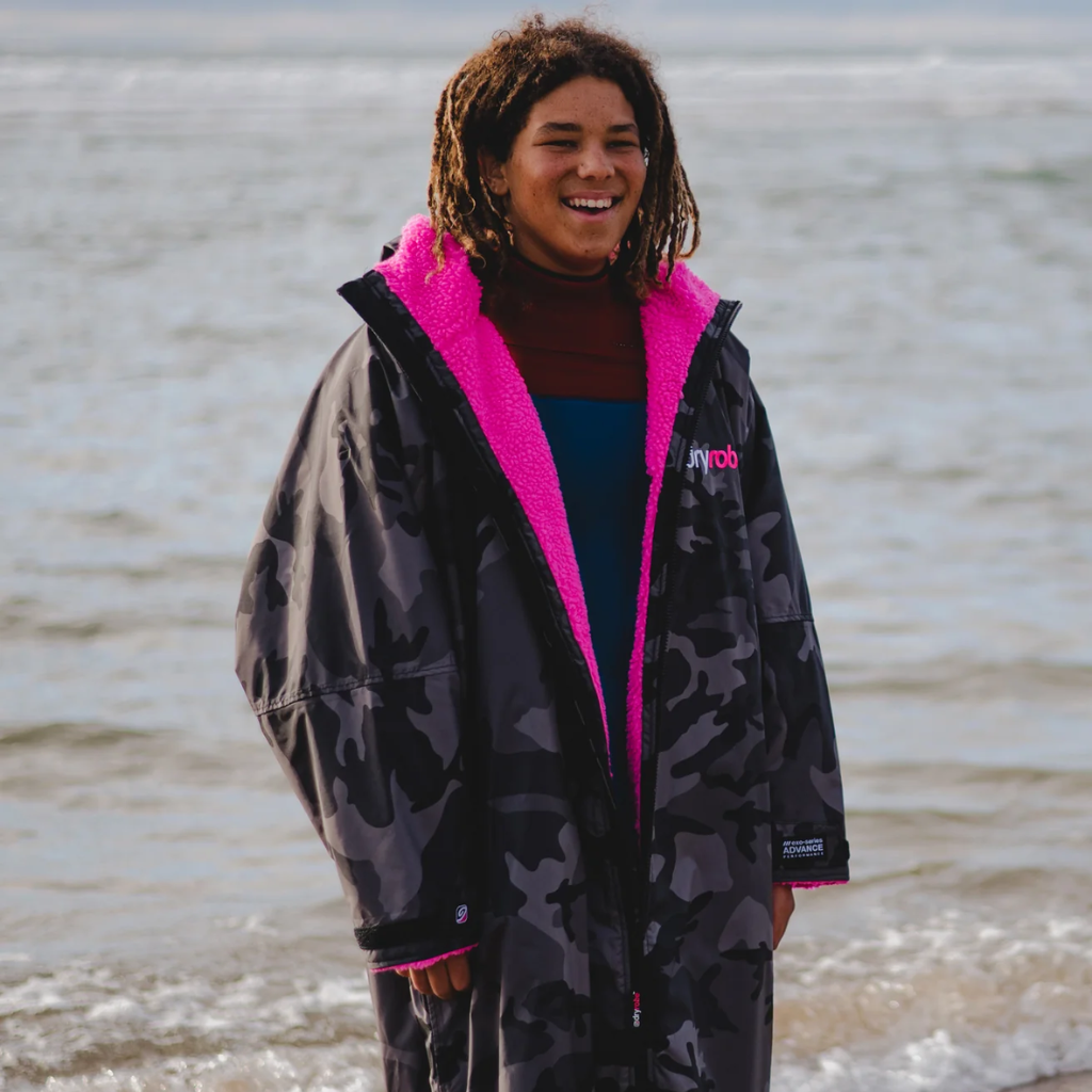 dryrobe Long Sleeve Black Camo & Pink Changing Robe (Adult)
