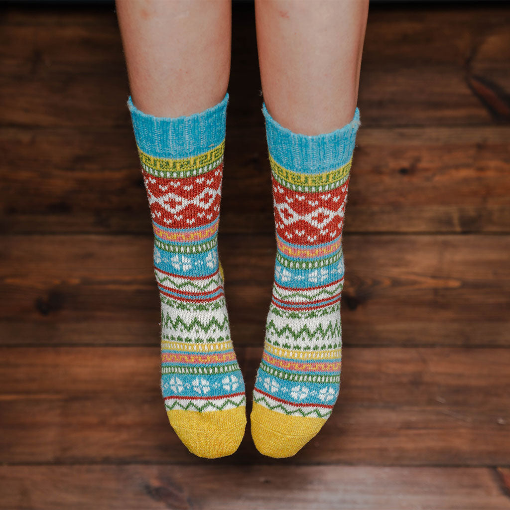 Fair Isles Patterned Yellow Socks