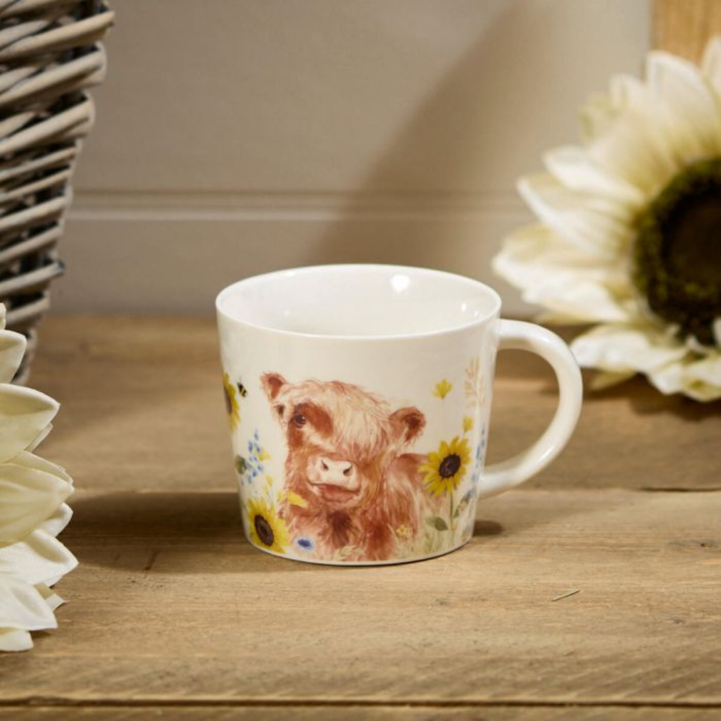 Highland Cow & Sunflowers Mug