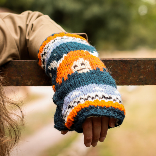 Hand Knitted Fleece Lined Highland Cow Handwarmers