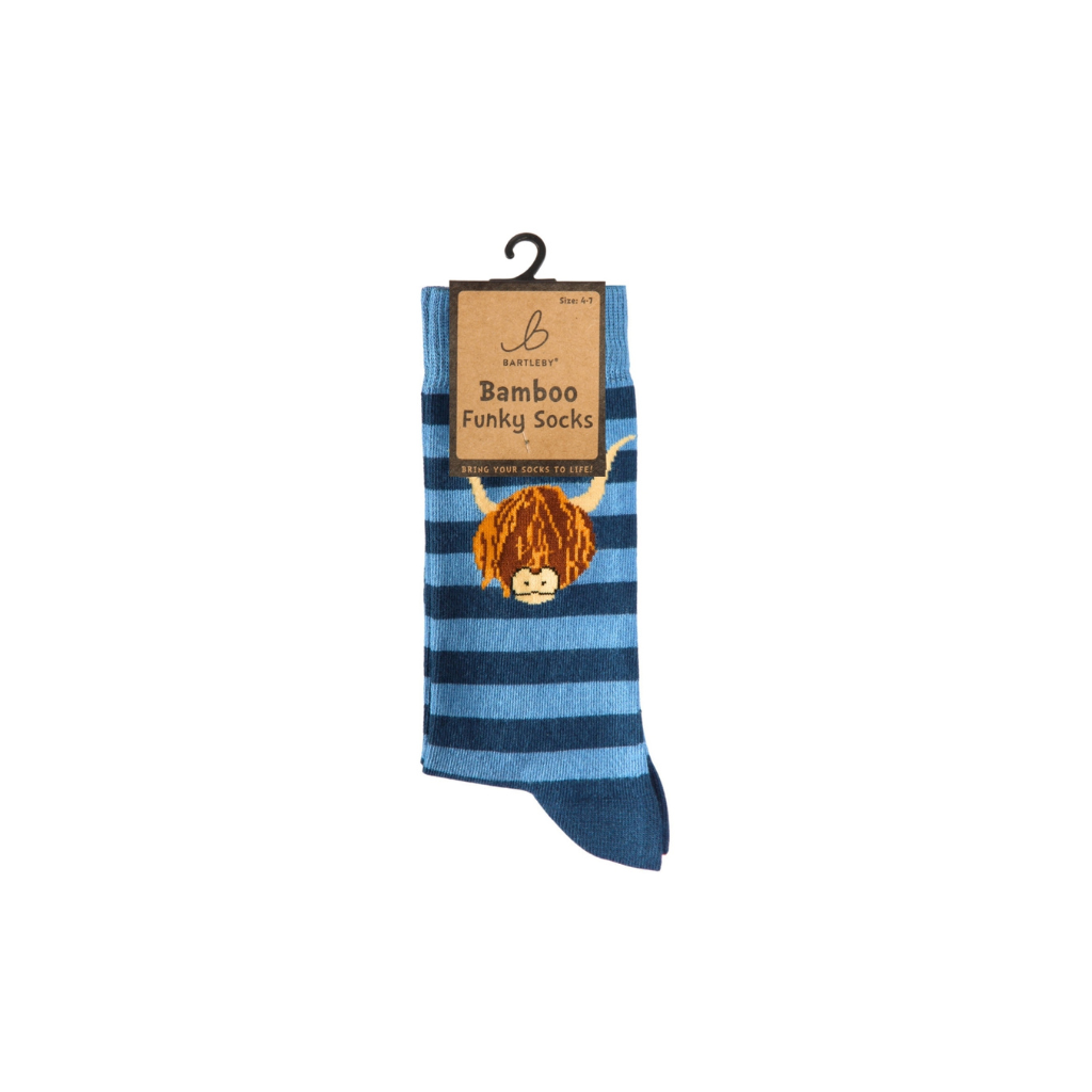Bamboo Highland Cow Stripe Socks
