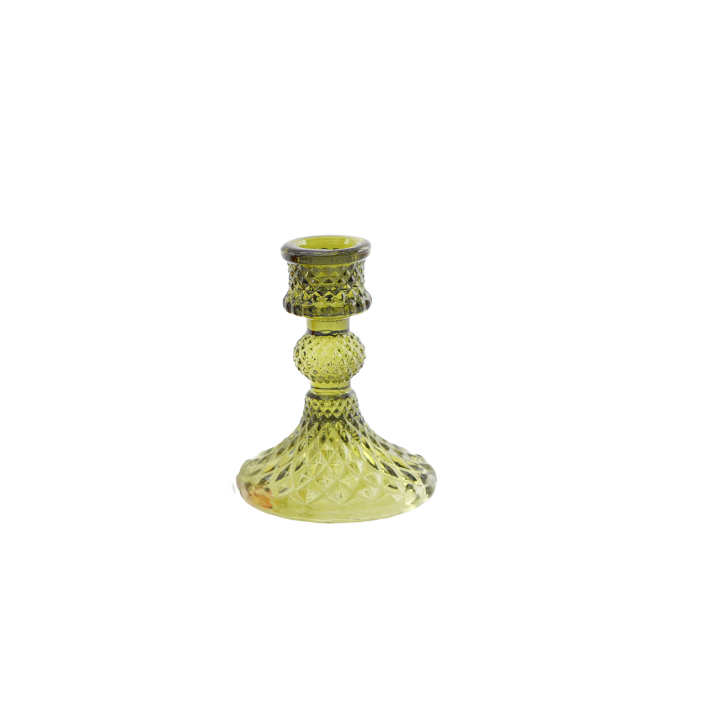 Lime Green Glass Dinner Candle Holder