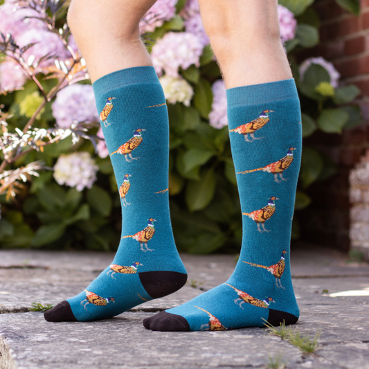 Teal Pheasants Welly Socks