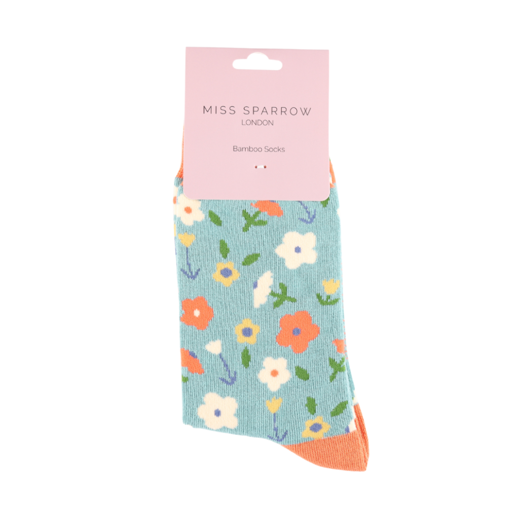 Miss Sparrow Duck Egg Little Flowers Socks