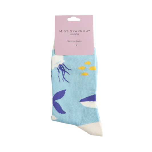 Miss Sparrow Blue Underwater Socks