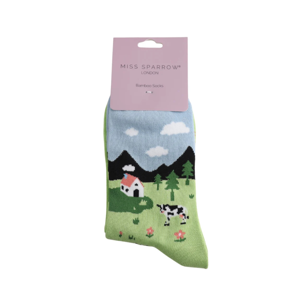 Miss Sparrow Cows in Field Socks