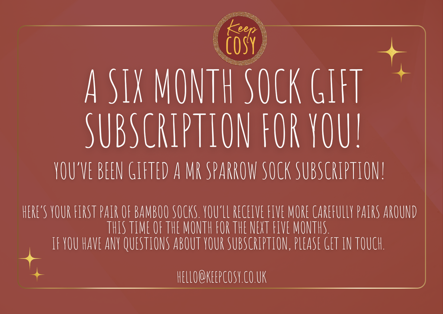 Mr Sparrow Sock Gift Subscription (6 Month Subscription For Him)