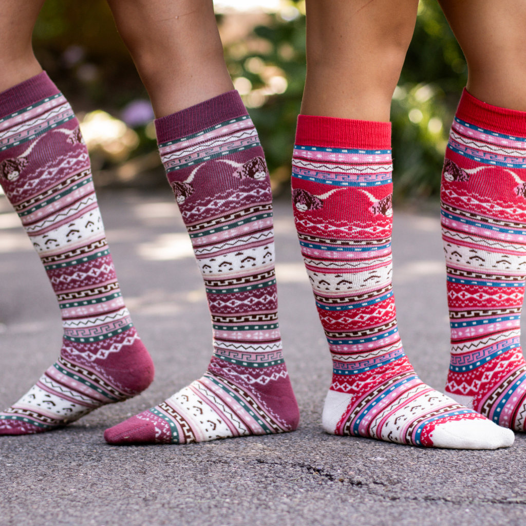 Nordic Yellow Highland Cow Welly Socks