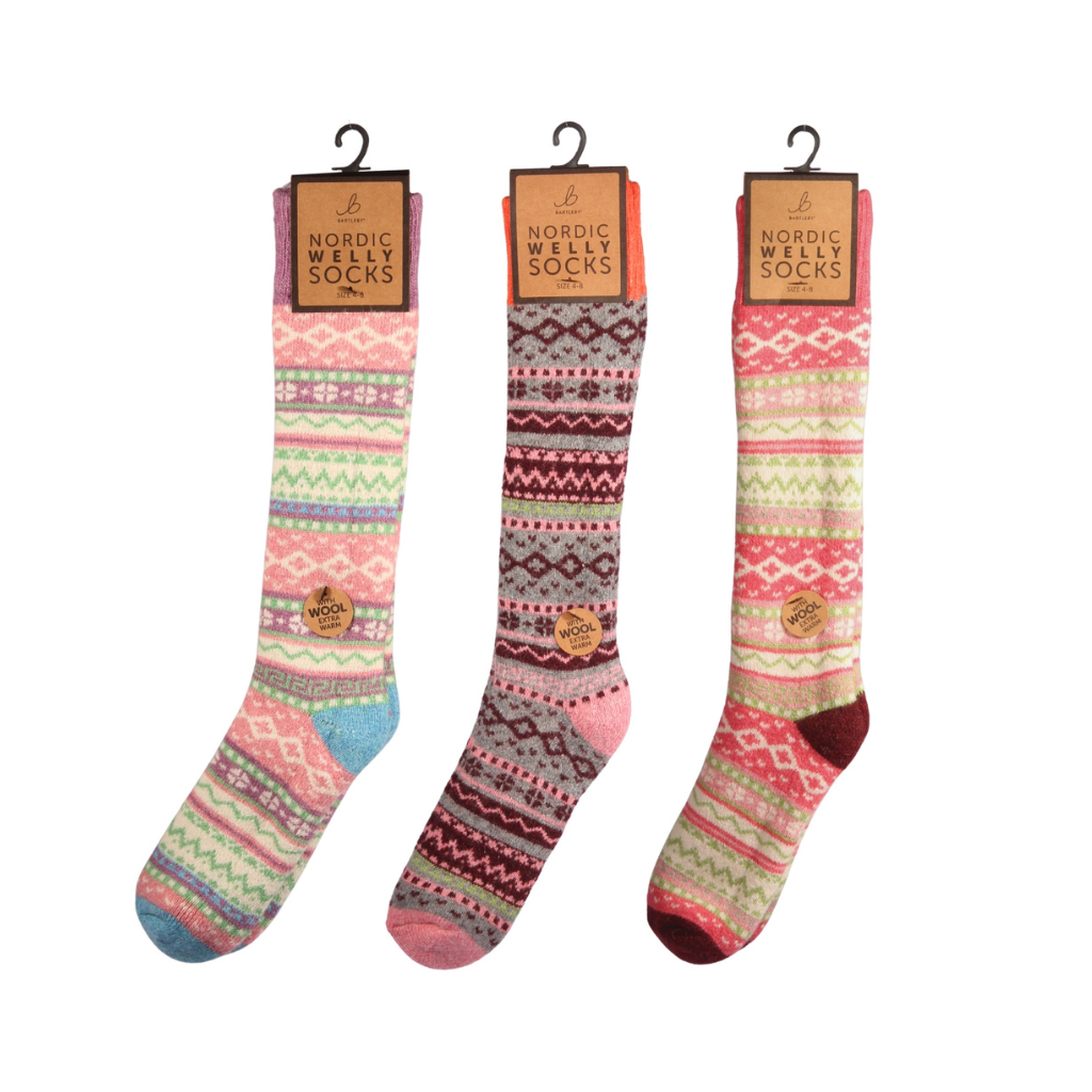 Nordic Wool Blend Purple & Blue Welly Socks (4-8)