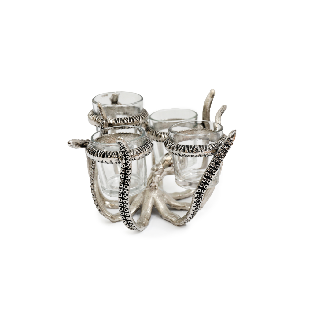 Silver Octopus Candle Holder