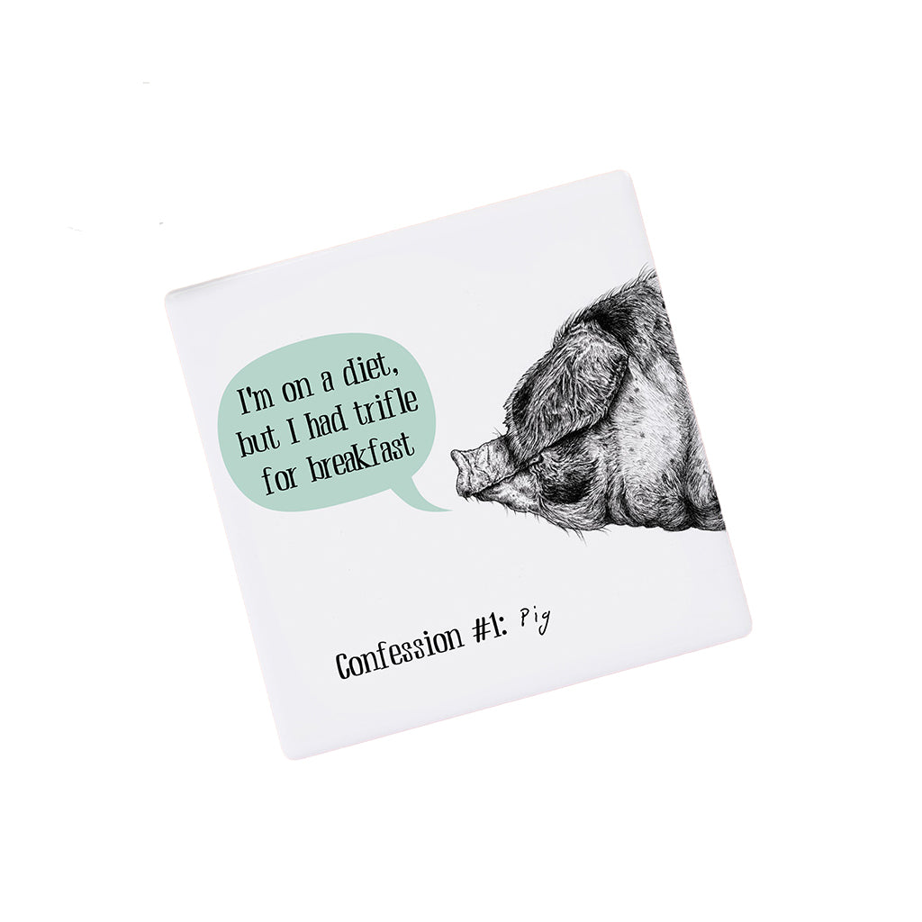 Bewilderbeest Pig Confession Coaster