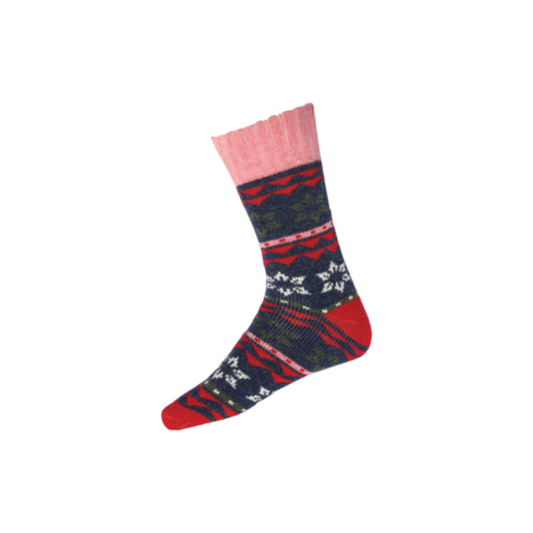 Nordic Thermal Wool Blend Pink Star Socks (4-7)
