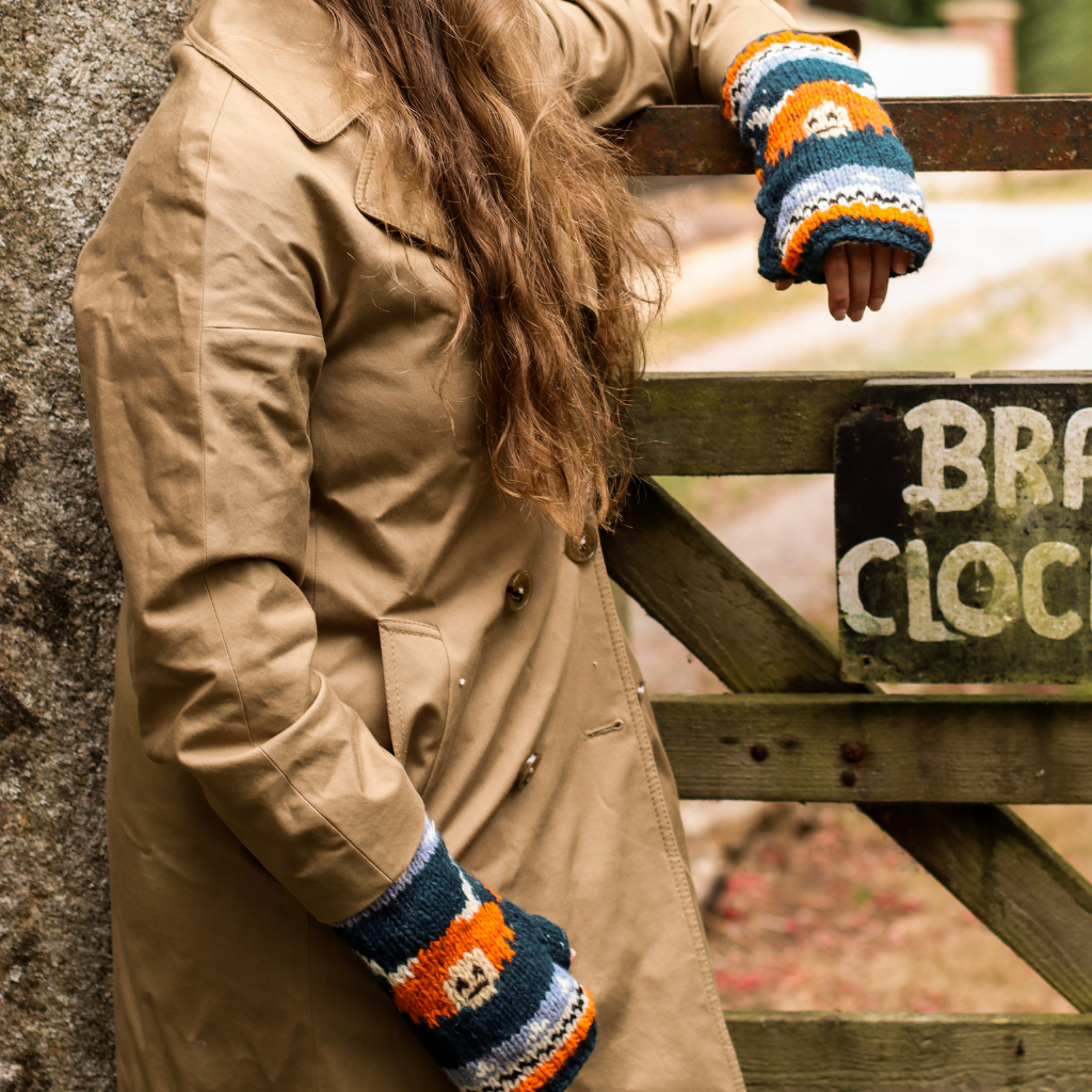 Hand Knitted Fleece Lined Highland Cow Handwarmers