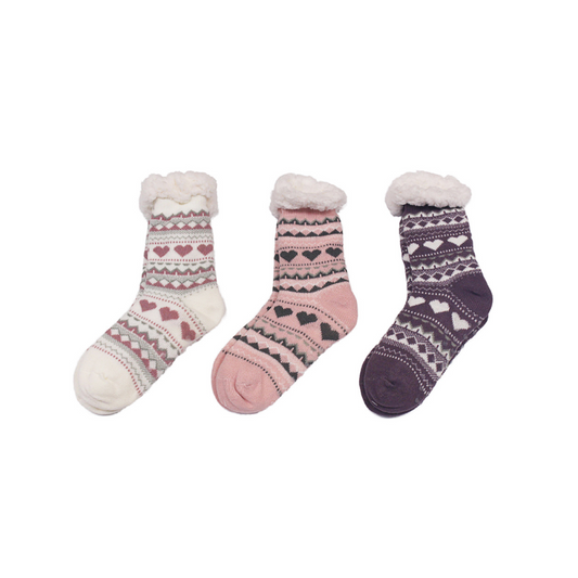 Cosy & Comfy Hearts Pink Slipper Socks (One Size 4-7)