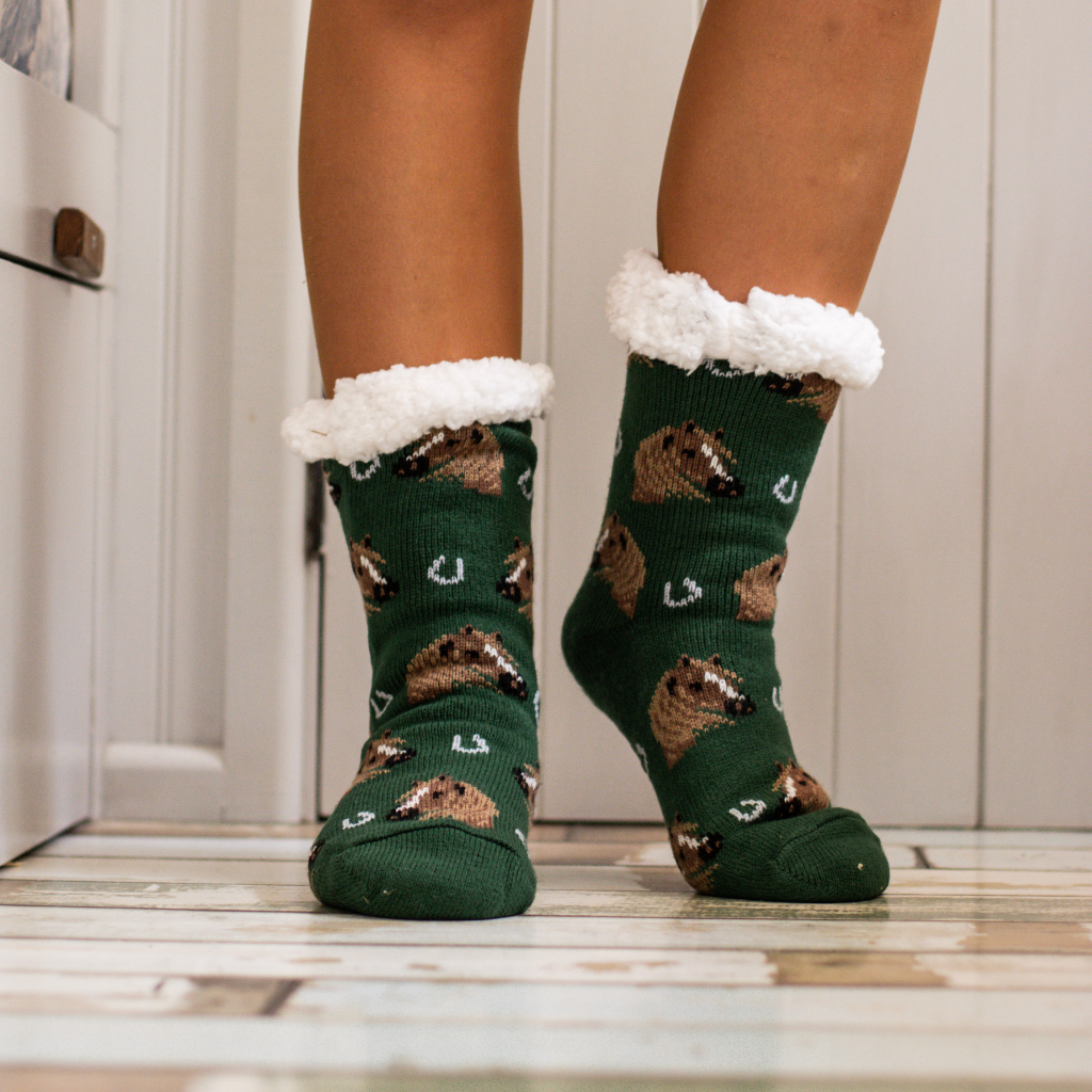 Sherpa Horse Head Slipper Socks (One Size 4-8)