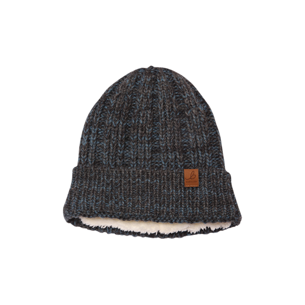 Blue & Grey Recycled Chunky Knit Waterproof Beanie
