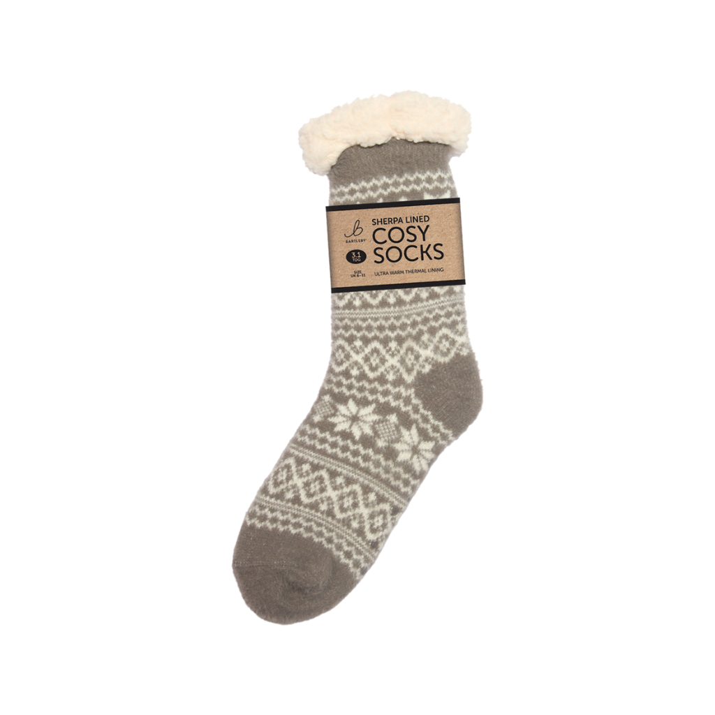 Super Soft Sherpa Light Grey Slipper Socks (One Size 6-11)