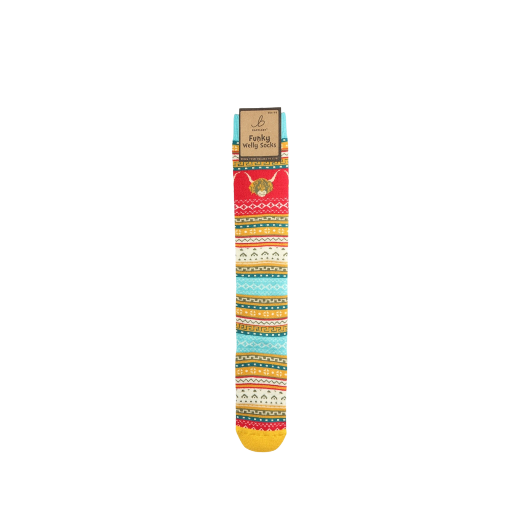 Nordic Yellow Highland Cow Welly Socks