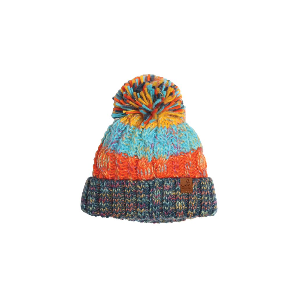 Orange Stripe Waterproof Bobble Hat (Kids)