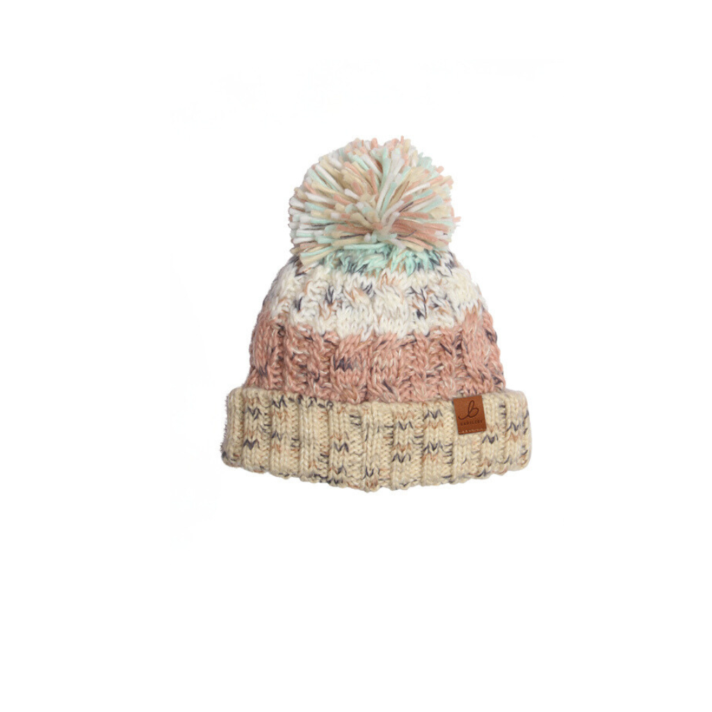 Pastel Stripe Waterproof Bobble Hat (Kids)