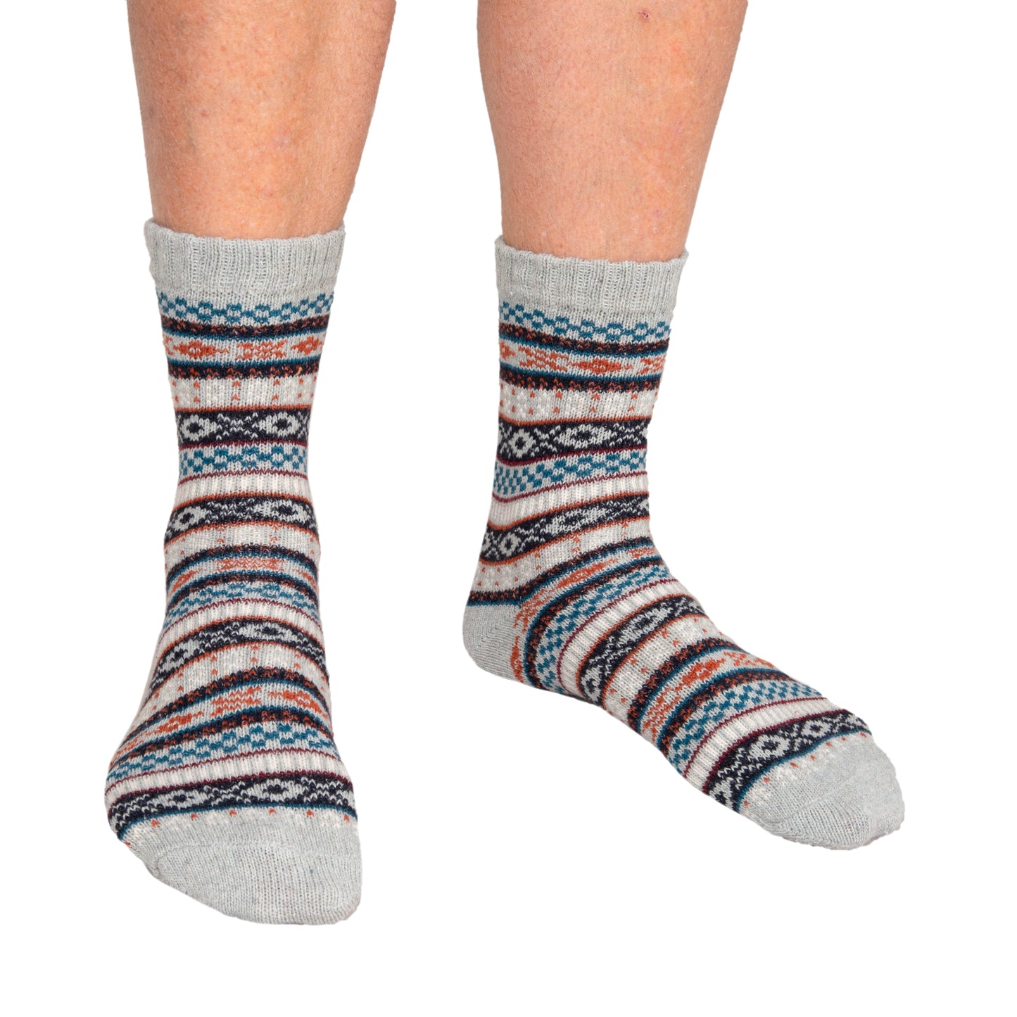 Fair Isles Patterned Grey Socks