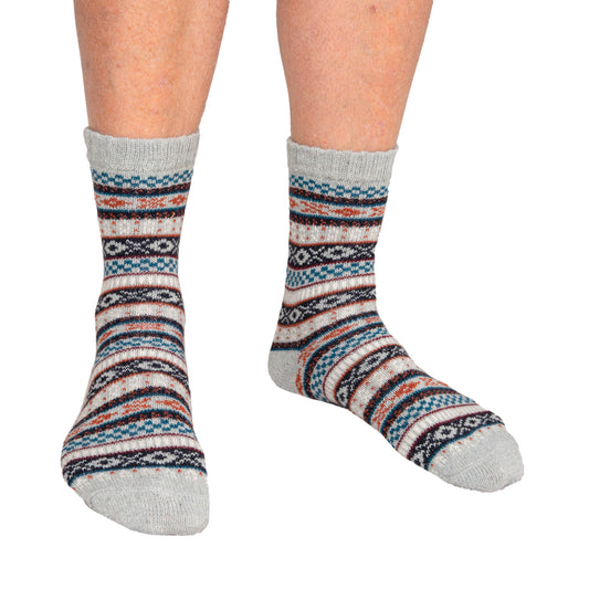 Fair Isles Patterned Grey Socks