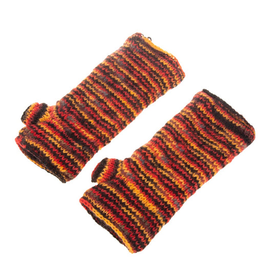 Hand Knitted Fleece Lined Red Handwarmers