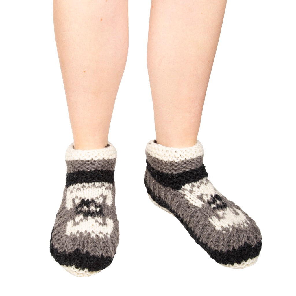 Hand Knitted Super Cosy Grey Slippers