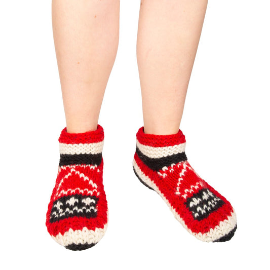 Hand Knitted Super Cosy Red Slippers