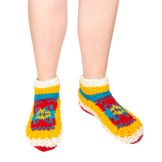 Hand Knitted Super Cosy Yellow Slippers