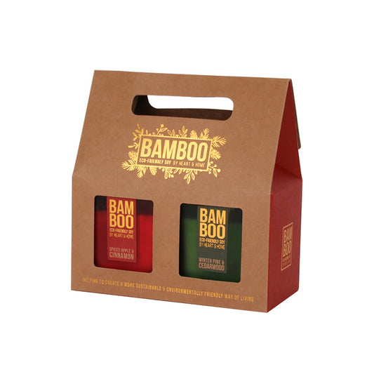 Festive Bamboo Eco Soy Large Candle Gift Set (Set of 2)