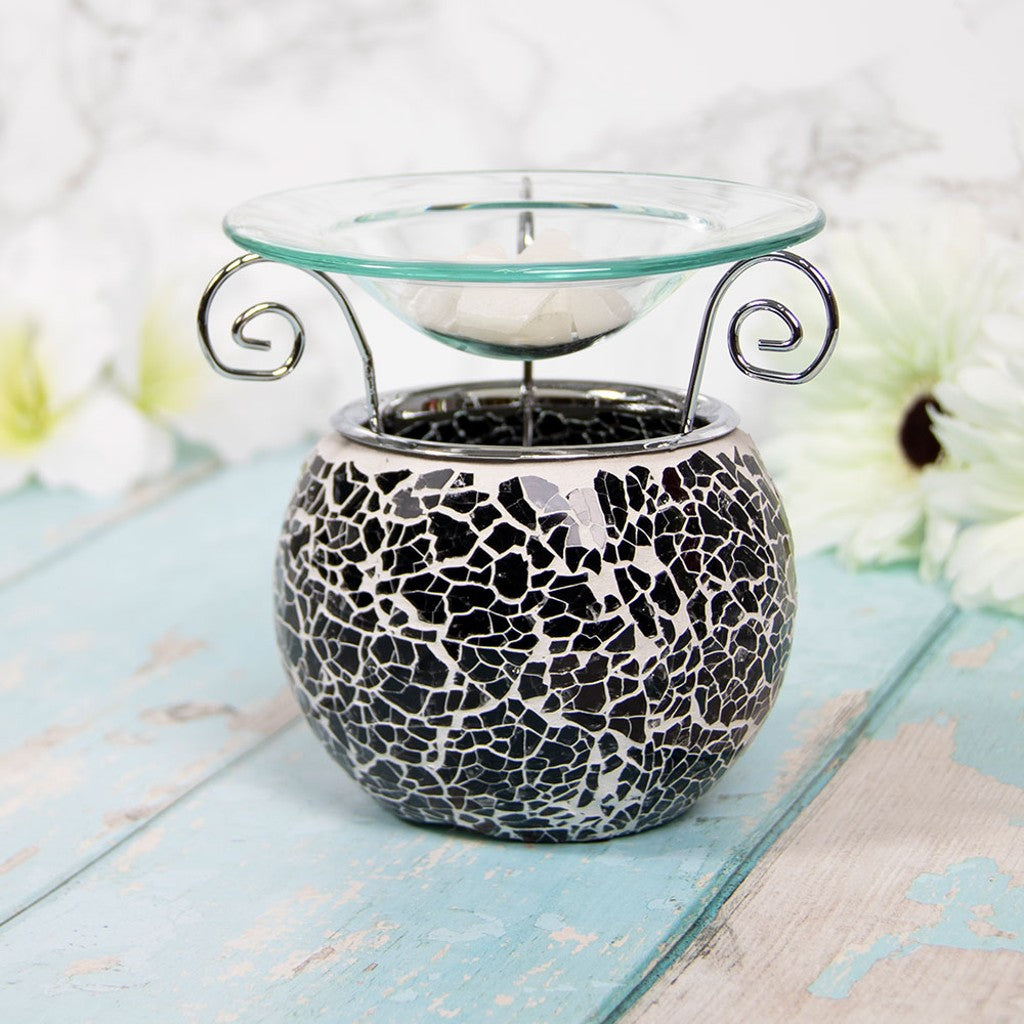 Black Mosaic Wax Melt & Oil Warmer (Removable Dish)