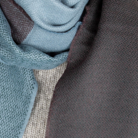 Blue Contrast Two Tone Blanket Scarf