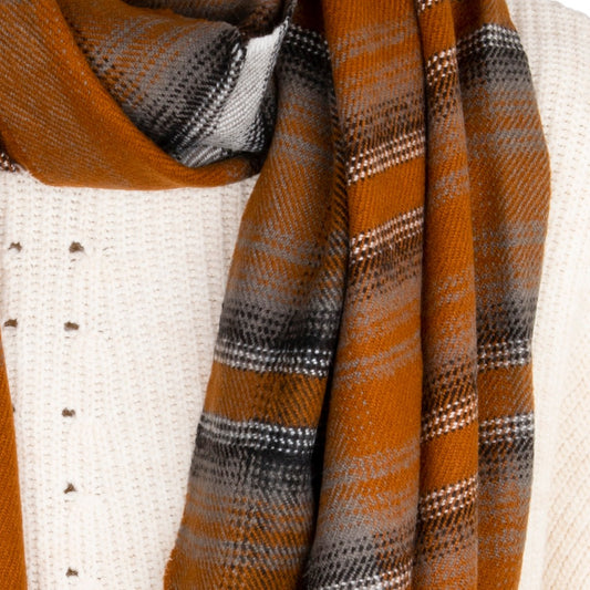 Burnt Orange Stripe Blanket Scarf