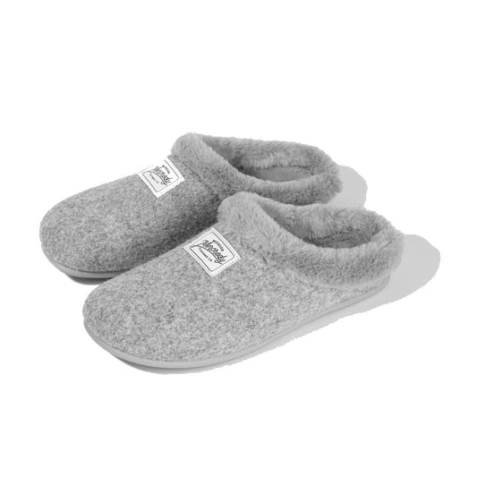 Mercredy Fluffy Trim Grey Slippers