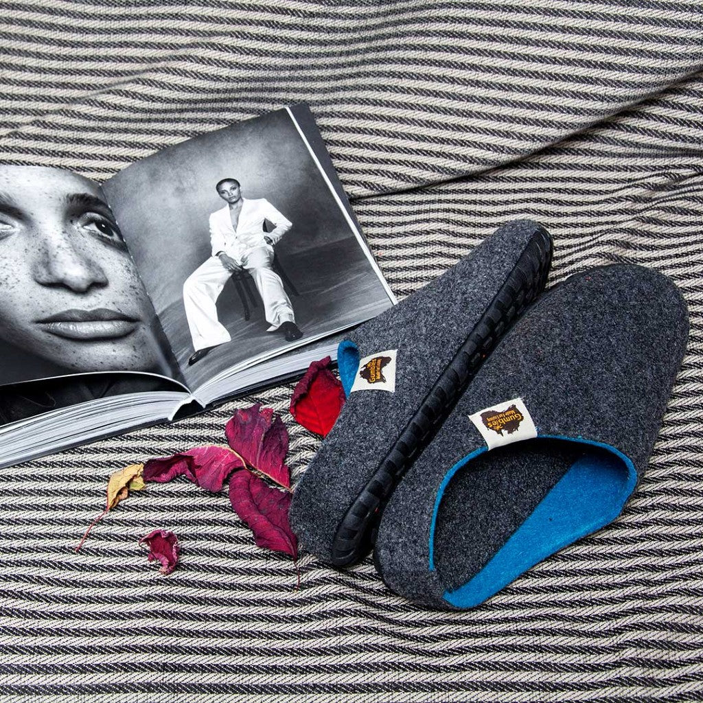Gumbies Outback Charcoal & Turquoise Slippers