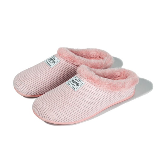 Mercredy Cord Fluffy Trim Pink Slippers