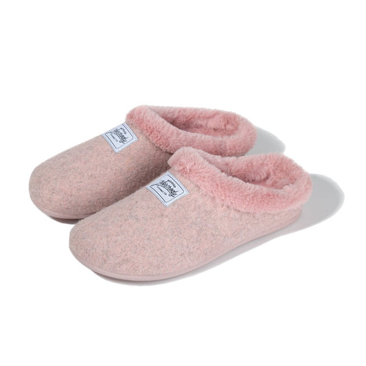 Mercredy Fluffy Trim Pink Slippers