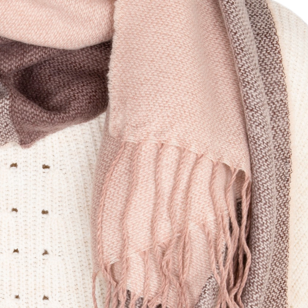 Pink Contrast Two Tone Blanket Scarf