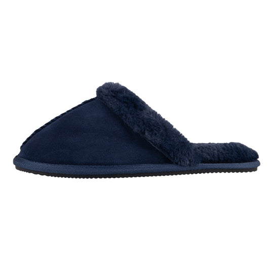 Superdry Fluffy Trim Navy Suede Mule Slippers