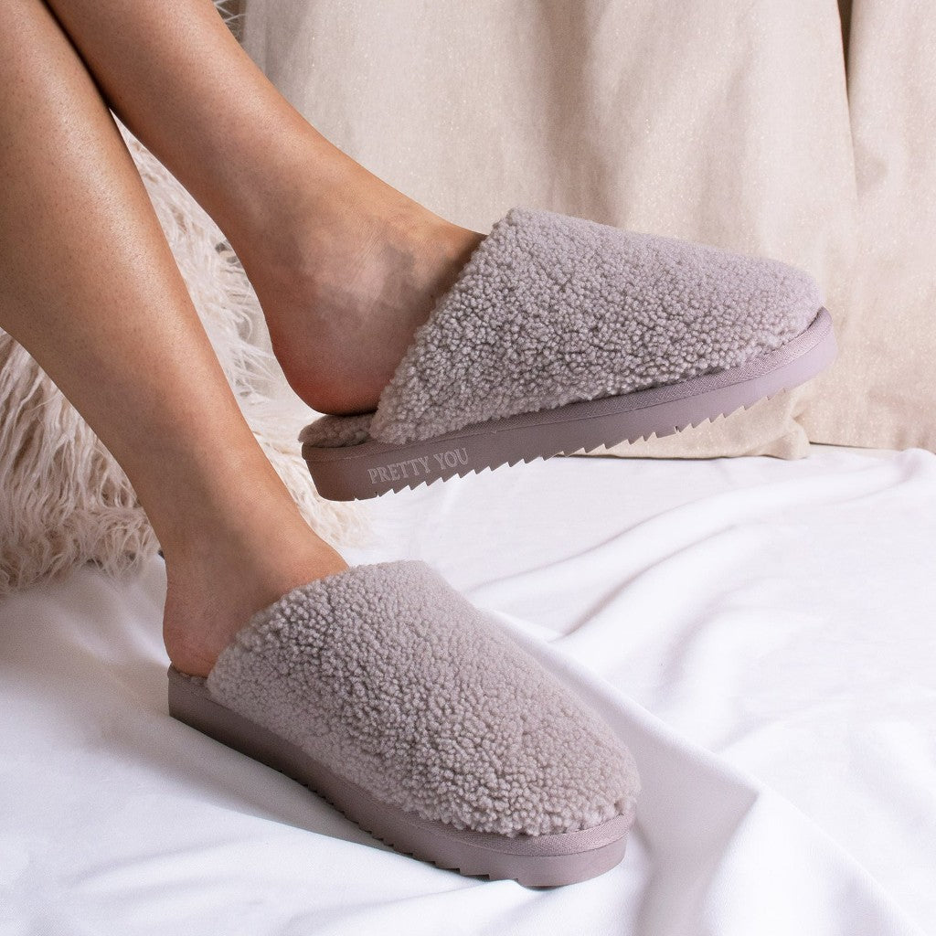 Pretty You London Sheepskin Truffle Slippers – Keep Cosy