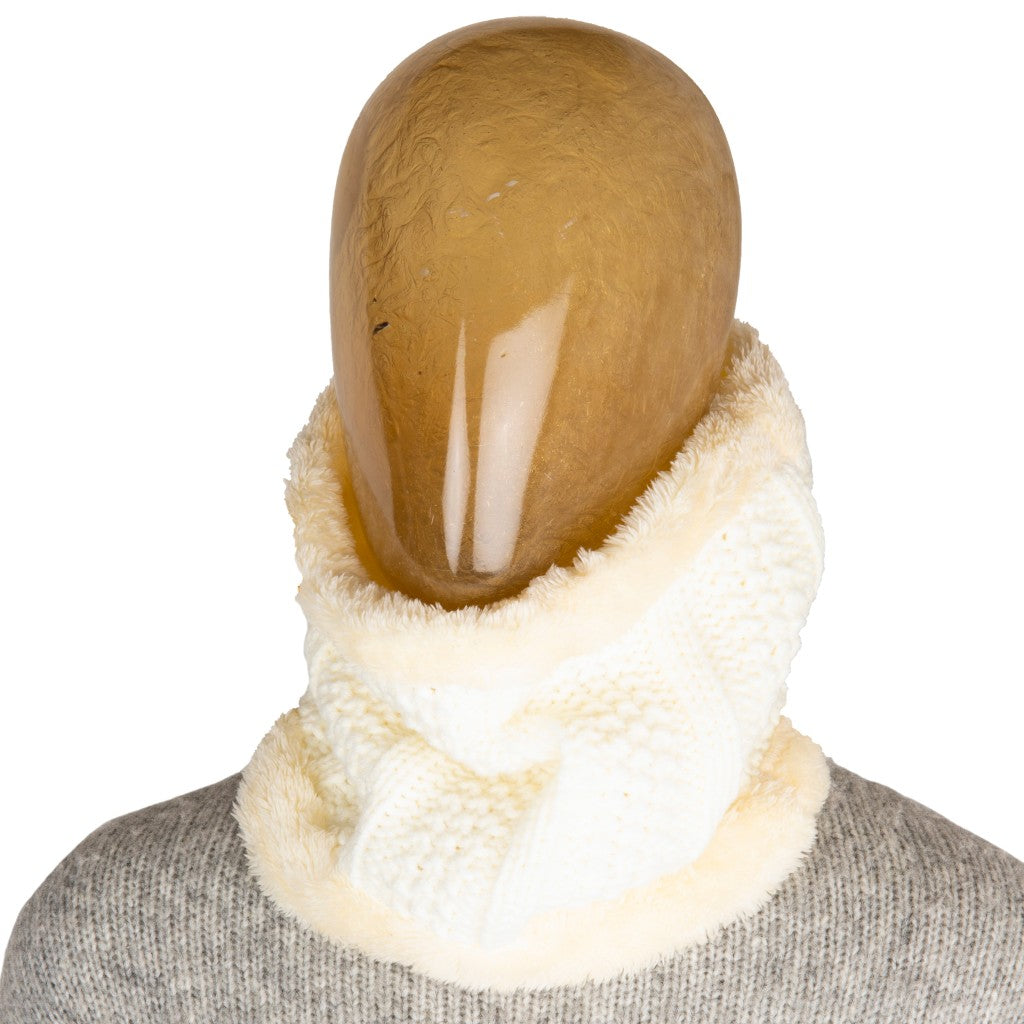 Chunky Ribbed Knit White Neck Warmer