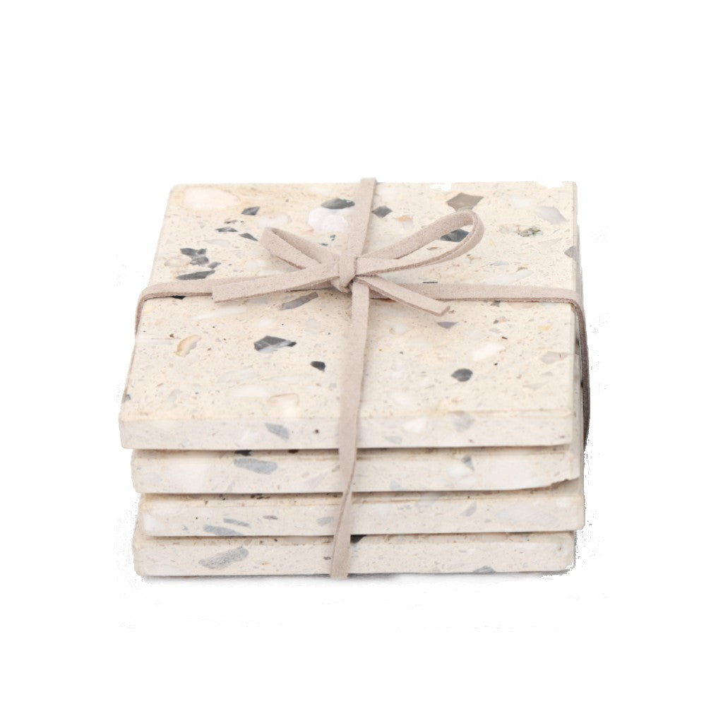 White Terrazzo Coasters (Set of 4)