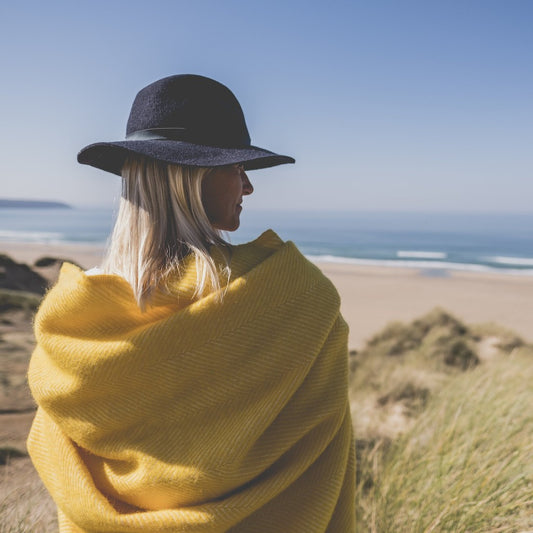 Atlantic Blankets Herringbone Wool Yellow Blanket
