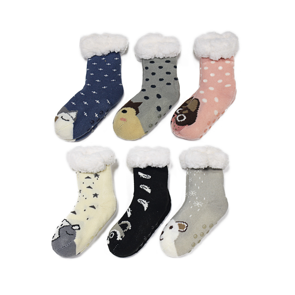 Sherpa Lined Animal Slipper Socks (Kids)