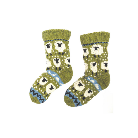 Hand Knitted Fleece Lined Sheep Socks