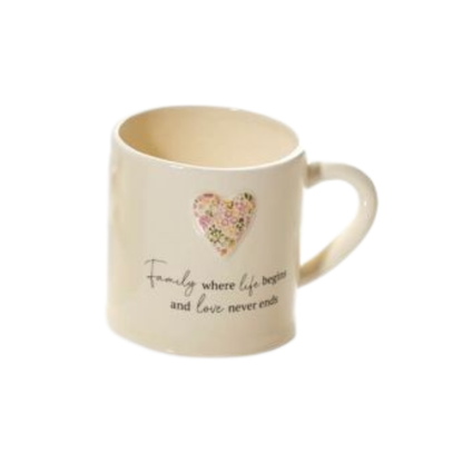 Embossed Floral Heart Family Mug