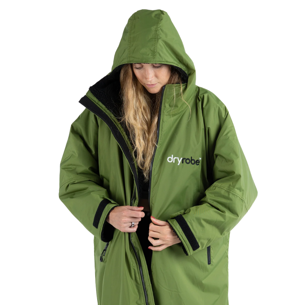 dryrobe Long Sleeve Green & Black Changing Robe (Adult)